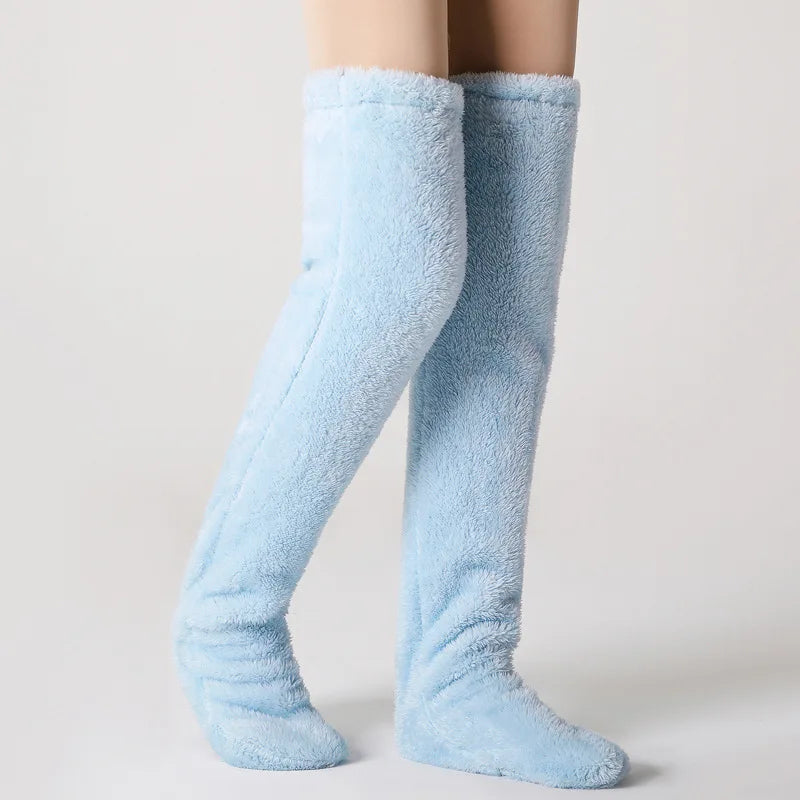 Leg Warmers Storing Winter Fluffy Warm Leg Cover Home over Knee Socks Thick Koolo Leg Warmers Bed Long Socks Warm Socks